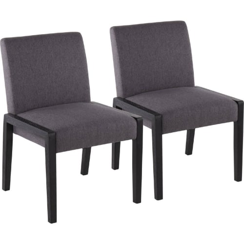 Carmen Dining Chair in Black Wood & Grey Fabric (Set of 2)